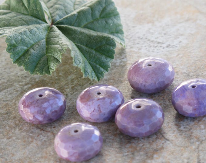 SAMPLE Large 14 mm Rondelle Lavender Purple Jadeite Jade Beads - Natural Stone Beads - Turkish Jade - Untreated - High Grade - Item 771