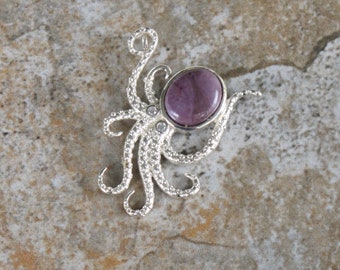Octopus Jade Pendant - Turkish Lavender Jadeite - Natural Stone - Gemstone and Sterling Silver - Item 357