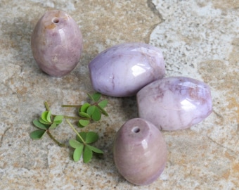 Extra Large Barrel Lavender Purple Jade Focal Beads - Natural Turkish Purple Jade - Stone Beads - Undyed Jadeite - Item 224