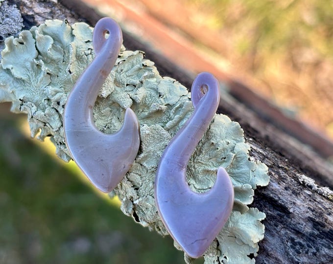 Turkish Purple Jade - Hook Pendant - Tribal - Natural Stone from Turkey - Hand carved - Undyed - Item 532c