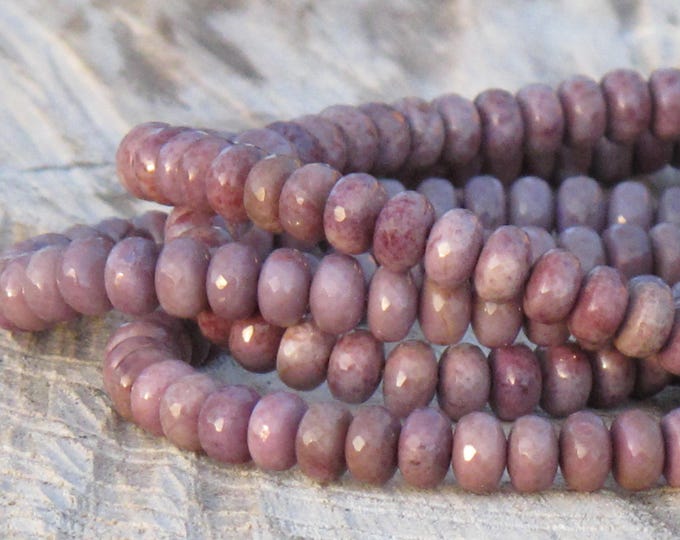 Small Facetted Rondelle - Purple Jade Beads - Natural Stone Beads - Bulk Strand - Lavender Jade - Item 227