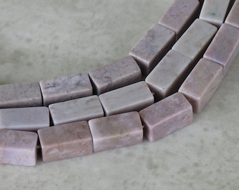 Turkish Jade Beads - Rectangle Jade Beads - Natural Stone Beads - Tan Taupe Beige Earthtone Brown Gray - Square Tube - Item 202B