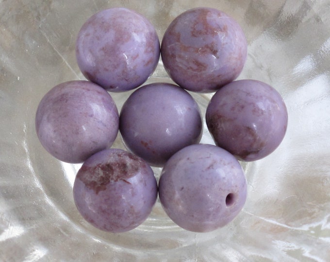 Sample - Large 9 mm Round Turkish Purple Jade Beads - Natural Stone Beads - AKA Lavender Jadeite - Item 403C