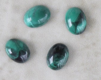 8 Malachite Cabochons for Ring Pendant or Earring - Natural Green Semi Precious Stone  - Small Oval - Lot of EIGHT - 8 mm x 6 mm - Item 652