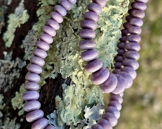 Graduated Medium Rondelle Purple Jade Beads - Natural Stone Beads - Undyed - Lavender - Item 230B