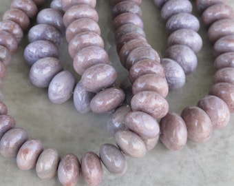 CLEARANCE Graduated Large Rondelle Turkish Purple Jade Beads - Natural Stone Beads - Undyed - Lavender - Item 64