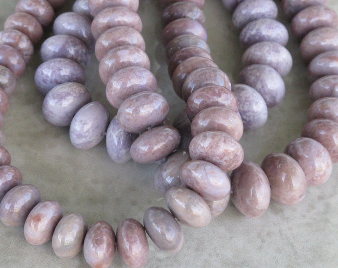 CLEARANCE Graduated Large Rondelle Turkish Purple Jade Beads - Natural Stone Beads - Undyed - Lavender - Item 64