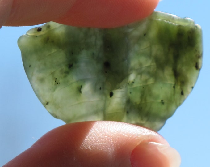 CLEARANCE Olive Green Nephrite Jade - Pendant -Butterfly - Green Natural Jade  Gemstone - Undyed - Item 661