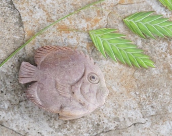 Fish - Purple Jade - Carved Stone - Lavender/Taupe - Turkish Lavender Jadeite - Palm stone - Totem Reiki Chakra Spiritual Stone - Item 748
