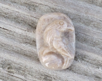 Jade Cabochon for Pendant or Ring - Natural Stone  Bird - Undyed Natural Turkish Jade Taupe - Item 528