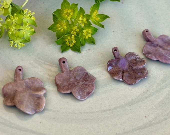 Shamrock Turkish Jade Pendant - Lot of 4 Shamrock Pendants - Irish Clover - Natural Stone  - Undyed - Item 538