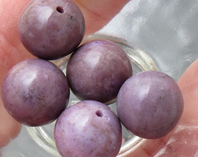 Sample - Large 10 mm Round Turkish Purple Jade Beads - Natural Stone Beads - AKA Lavender Jadeite - Item 415b