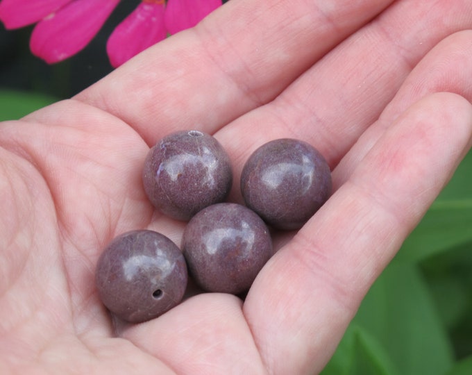 SALE Extra Large 14 mm Round  Purple Jade Beads - Natural Stone Beads - Round - Natural Turkish Purple Jade - Item 464b