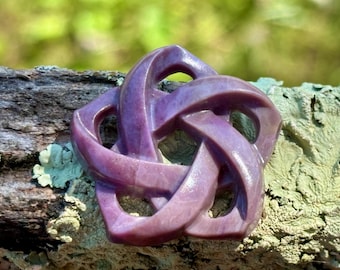 Purple Jade Pendant - Knot Flower - Carved Lavender gemstone - Natural Carved Jadeite Stone - Undyed Untreated - Item 805