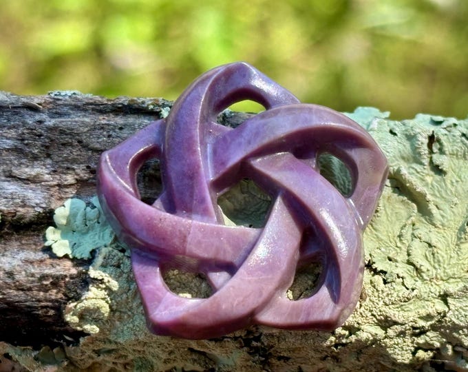 Purple Jade Pendant - Knot Flower - Carved Lavender gemstone - Natural Carved Jadeite Stone - Undyed Untreated - Item 805