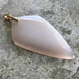 Pink Chalcedony Pendant - Natural Blush Pink Stone and Sterling Silver - Freeform Diamond - Natural Raw Pendant - Item 787