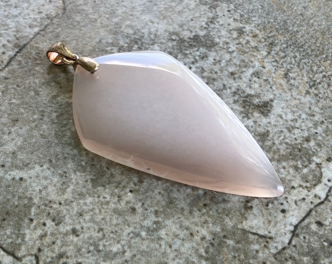 Pink Chalcedony Pendant - Natural Blush Pink Stone and Sterling Silver - Freeform Diamond - Natural Raw Pendant - Item 787