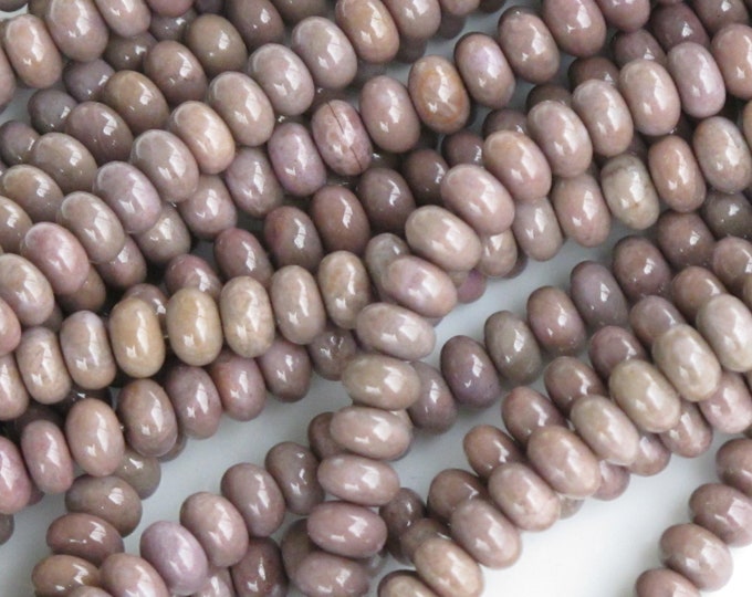 CLEARANCE Extra Small 6 mm Rondelle Taupe Gray Lavender Jade Beads - Natural Stone Beads - Undyed - Untreated - Item 215c
