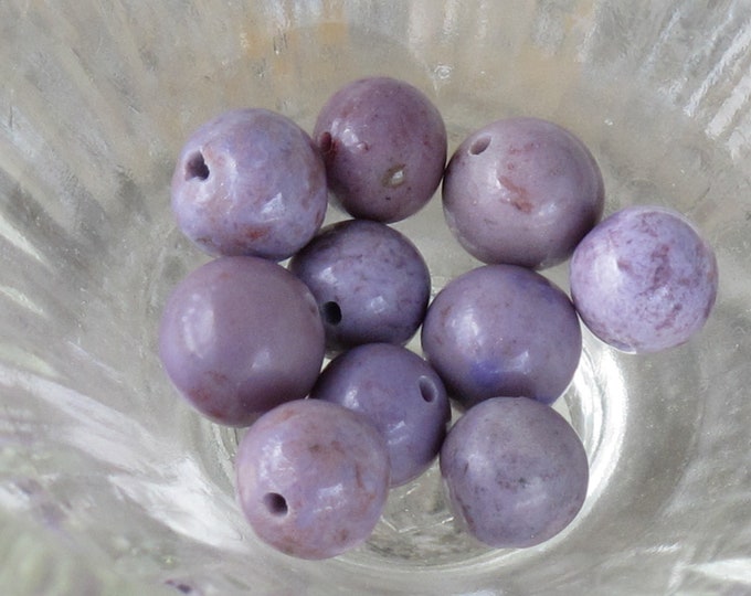 Sample - Small and Medium 6-8 mm Round Turkish Purple Jade Beads - Natural Stone Beads - AKA Lavender Jadeite - Item 412c