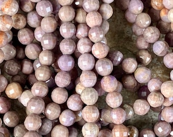 Small Faceted Purple Jade Beads - Natural Stone Beads - Round 6 mm - Gemstone - Turkish Purple Jade - Item 52