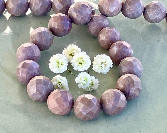 SAMPLE Purple Jade Bead - Large 12 mm Facetted Round - ONE (1) bead - Natural Stone - Lavender Focal Bead - Turkish Jadeite - Item 575