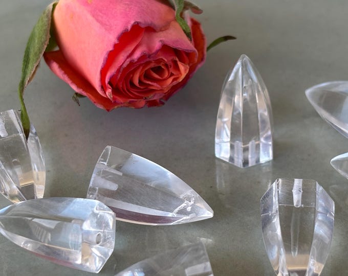 Facetted Quartz Bullet Point Bead for Pendant or Earring - Natural Stone - Faceted Clear White Crystal Quartz - Top Drilled - Item 429