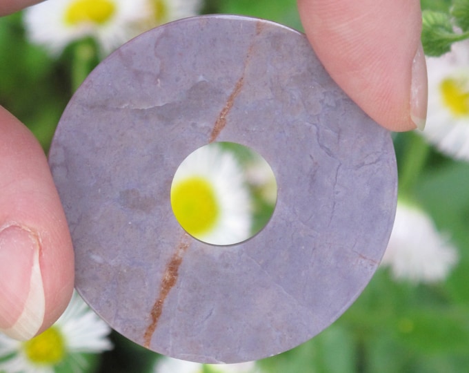 Large 40 mm Pi Pendant - Lavender Jade Pendant - Natural Stone - Undyed Turkish Jadeite- Item 251z