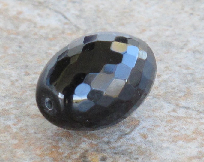 Black Spinel Extra Large Facetted Barrel Focal Bead - One - Natural Stone Bead - Item 496