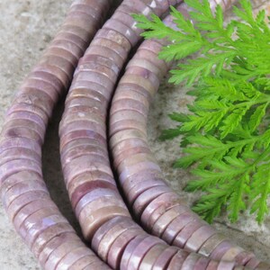 Graduated Large Heishi Purple Jade Beads - Natural Stone Beads - Undyed - Item 238