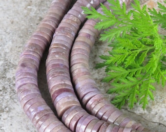 Graduated Large Heishi Purple Jade Beads - Natural Stone Beads - Undyed - Item 238