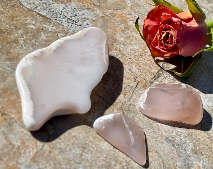 LOT Tumbled Pink Chalcedony from Turkey, Reiki Healing Palm Stone - Nugget - Bulk Raw Spiritual Stone - Item 100A
