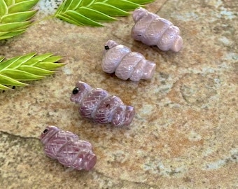 SALE Small Coiled Snake Beads - Turkish Purple Jade Bead - Natural Stone  - Lavender Jadeite - Item 540c