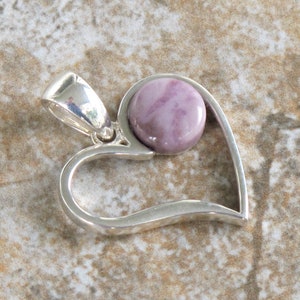 Heart Jade Pendant - Turkish Lavender Jadeite - Natural Stone - Gemstone and Sterling Silver - Item 355