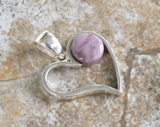 Heart Jade Pendant - Turkish Lavender Jadeite - Natural Stone - Gemstone and Sterling Silver - Item 355