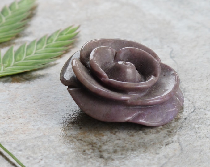Large Rose Flower Turkish Purple Jade Pendant Bead - Natural Jadeite Gemstone - Floral - Item 600