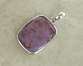 Purple Jade Pendant - Lavender Jadeite Pendant - Simple Rectangle Cushion - Natural Stone Sterling Silver - Item 359