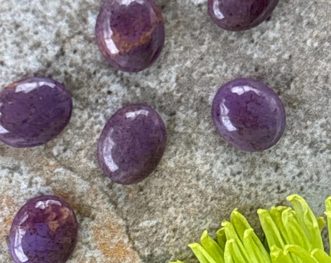Purple Jade Cabochon for Lapidary - Oval - 10 x 12 mm - Natural Stone from Turkey  - Undyed - GRADE C - Item 460C