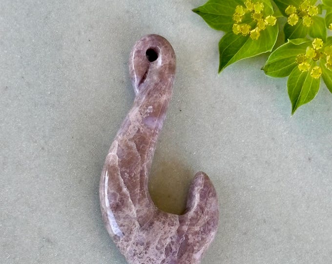 Turkish Purple Jade - Hook Pendant - Tribal - Natural Stone from Turkey - Hand carved - Undyed - Item 532b