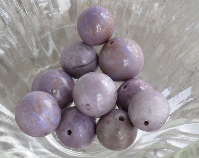 Sample - Large and Medium 8-10 mm Round Turkish Purple Jade Beads - Natural Stone Beads - AKA Lavender Jadeite - Item 408b