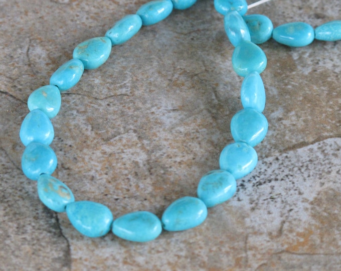 Sleeping Beauty Turquoise Pear Teardrop Beads - Natural Stone Beads - Undyed Genuine - Item 827