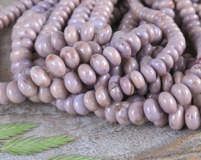 Graduated Medium Rondelle Purple Jade Beads - Natural Stone Beads - Lavender - Taupe - Item 231
