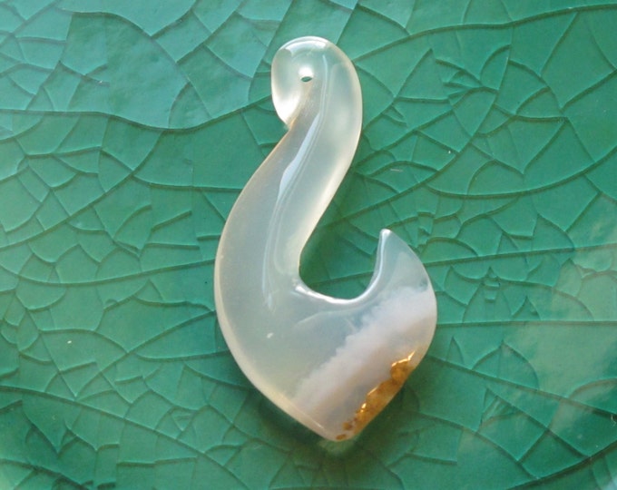 Chalcedony Pendant - Tribal Pendant - Wire Wrap - Natural Stone  - Undyed - Item 334