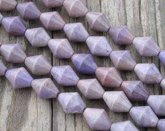 Large Purple Jade Beads - Natural Stone Beads - Undyed - Double Cone - Bicone - Item 212