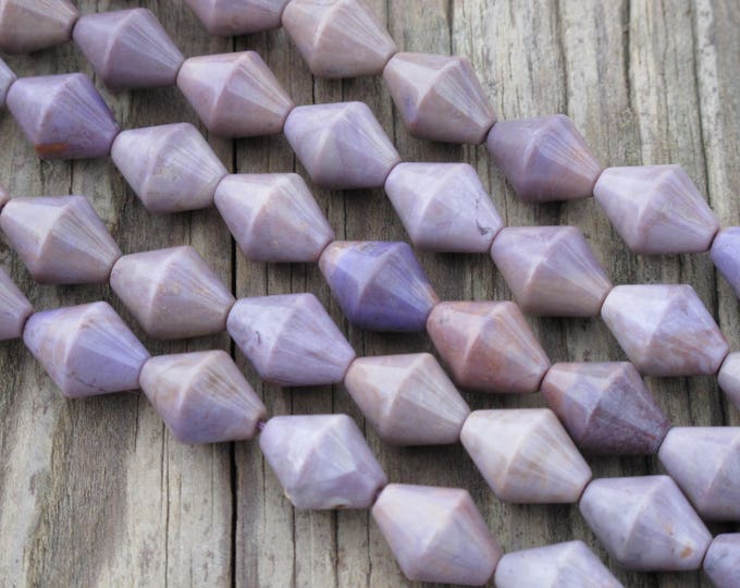Large Purple Jade Beads - Natural Stone Beads - Undyed - Double Cone - Bicone - Item 212