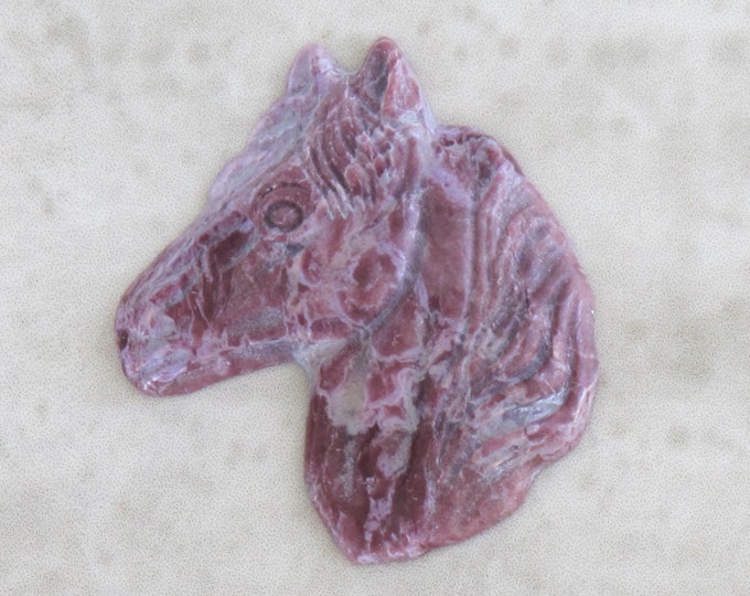Genuine Purple Jade Cabochon - Horse - Large Carved Stone - Natural Stone  - Undyed - AKA Turkish Lavender Jadeite - Item 405
