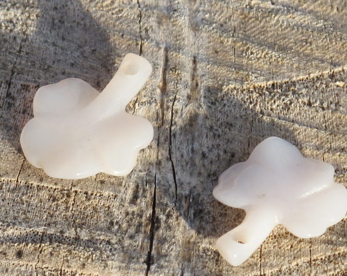 Shamrock Pink Chalcedony Pendant - Lot of 2 Shamrock Pendants - Irish Clover - Natural Stone  - Undyed - Item 535