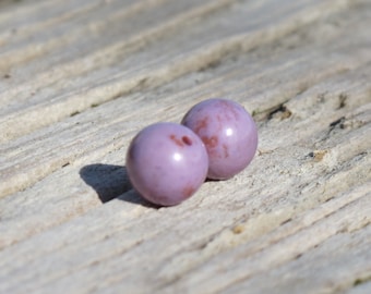 Half drilled earring beads -2 - Medium 8 mm Round Turkish Purple Jade Beads - Natural Stone Beads - AKA Lavender Jadeite - Item 468