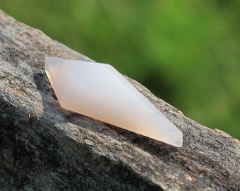 Faceted Large Chalcedony Cabochon - Pink Gemstone - Kite Diamond Geometric Shape - Natural Stone from Turkey -  Item 795