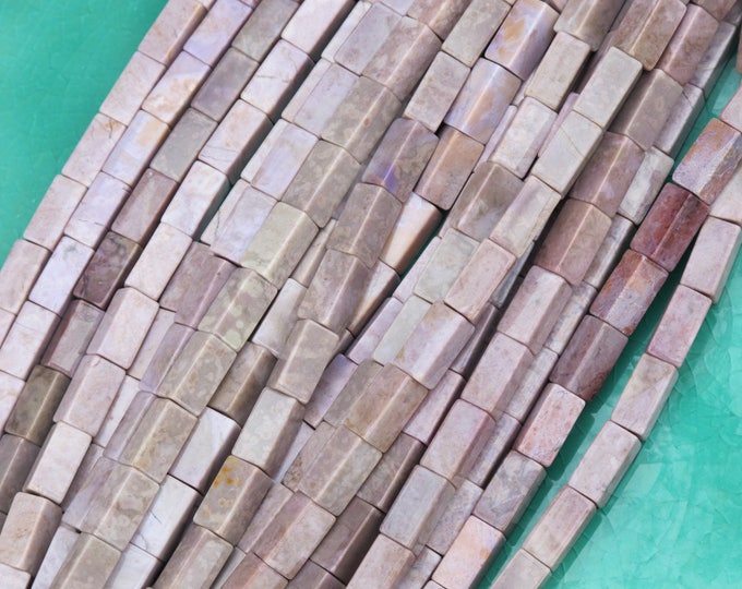 Lavender Jade Beads - Natural Stone Beads - Square Tube - Item 202