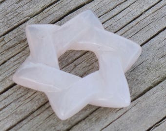 Chalcedony Pendant - Star of David Pendant - Wire Wrap - Natural Stone  - Undyed - Item 509